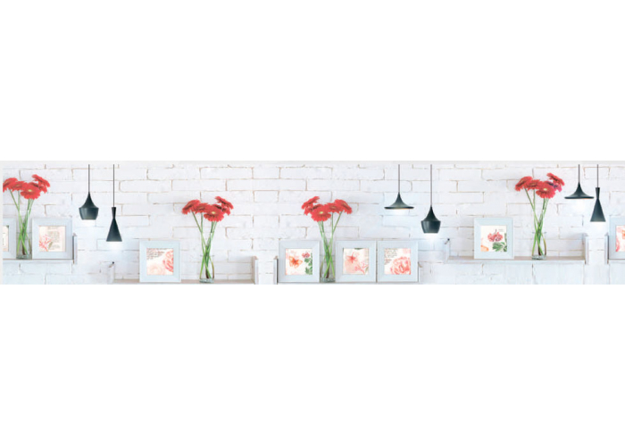 Стеновая панель 300 ПР красные герберы