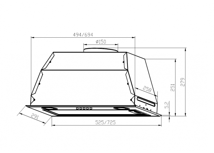 Встраиваемая вытяжка LEX GS BLOC Р 900 IVORY