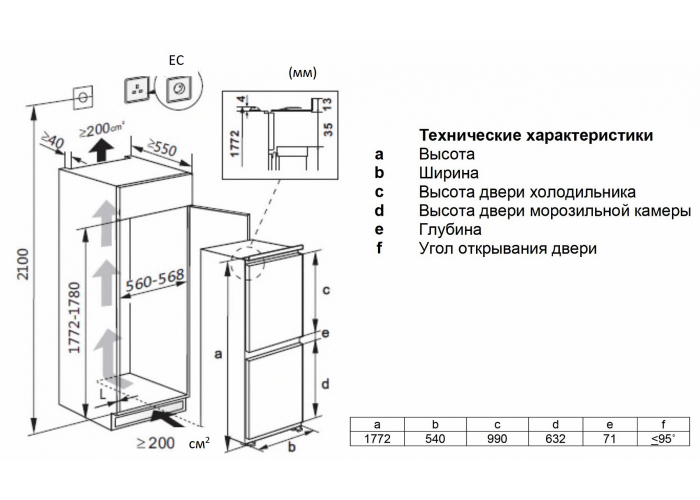 Встраиваемый холодильник LEX RBI 240.21 NF