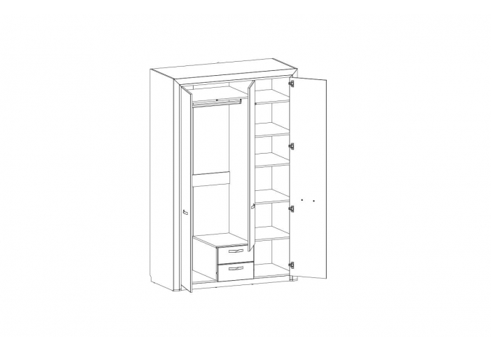 Шкаф без зеркала Анрэкс OLIVIA 3D2S