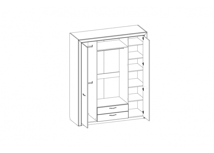 Шкаф без зеркала Анрэкс OLIVIA 4D2S