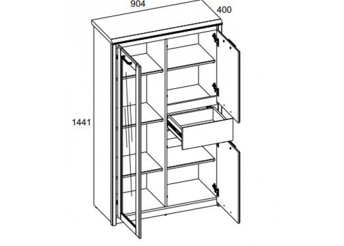 Шкаф с витриной Анрэкс BJORK 1V2D1S