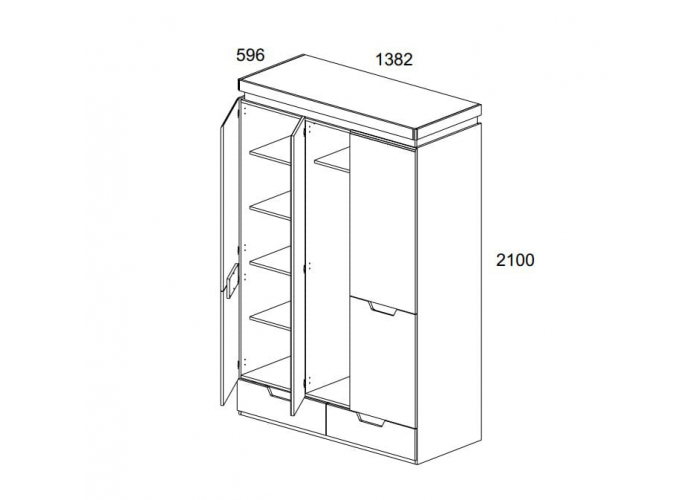 Шкаф Анрэкс TORINO 3DG2S Z