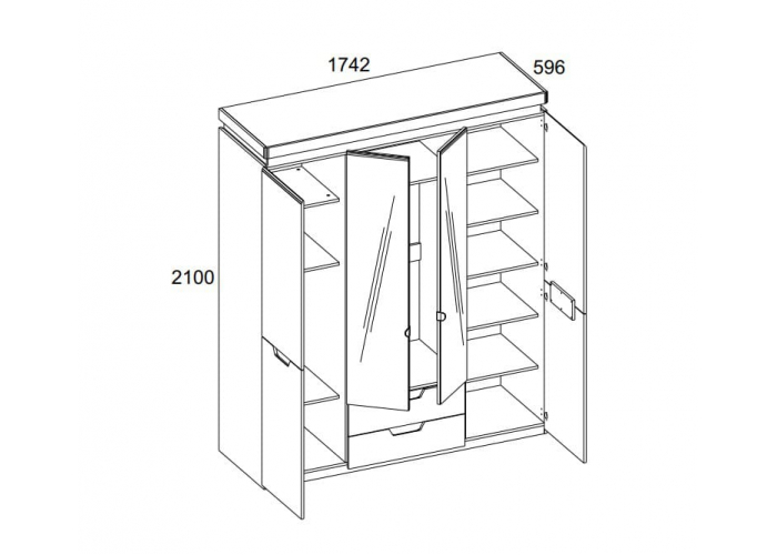Шкаф Анрэкс TORINO 4DG2S Z