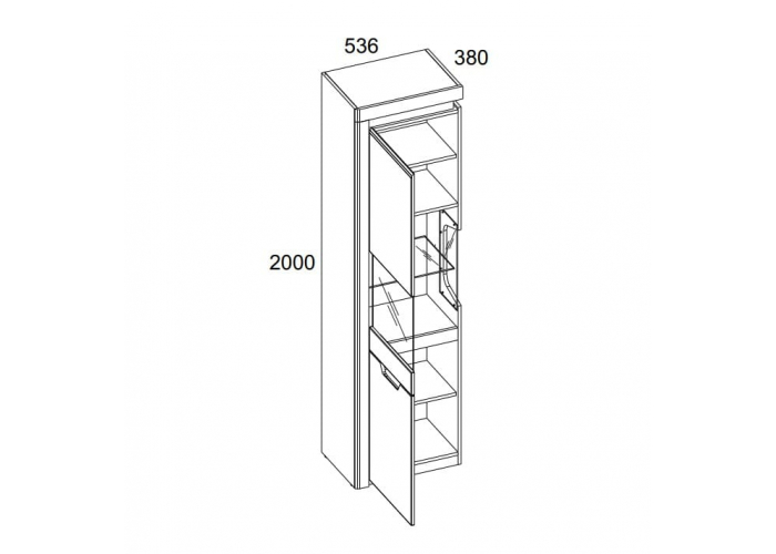 Шкаф с витриной Анрэкс TORINO								 1V1D L