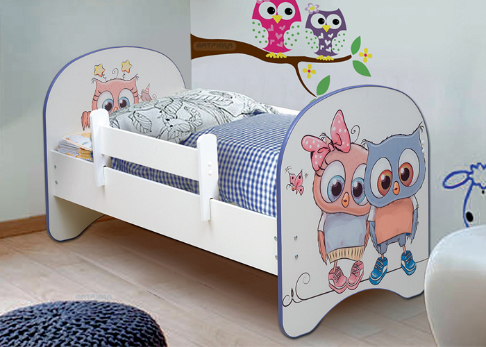 Детская кровать с фотопечатью Совята
