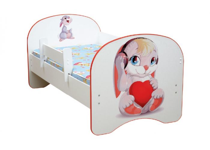 Детская кровать с фотопечатью Зайчата