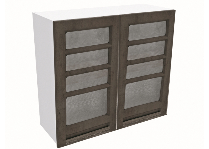 Шкаф 2-х дверный навесной со стеклом СБК Грей ШСТ-80