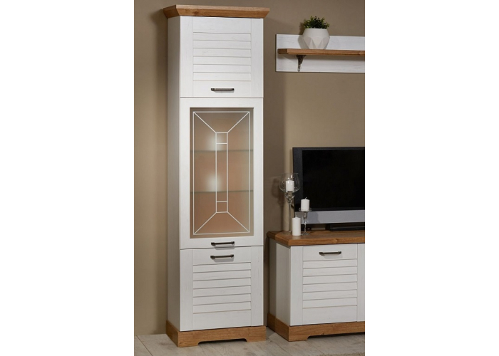 Пенал высокий со стеклом СБК Кантри СРН