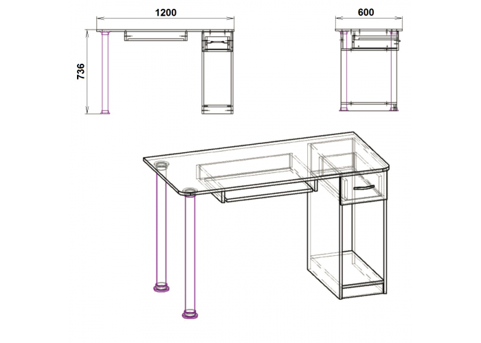 Стол компьютерный Победа СКМ-10