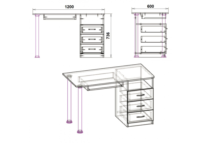 Стол компьютерный Победа СКМ-9