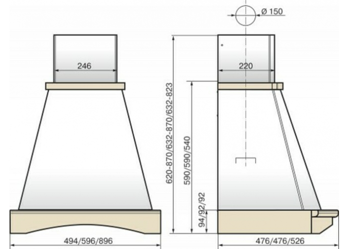 Вытяжка Эликор Ротонда 90 бежевый 58671