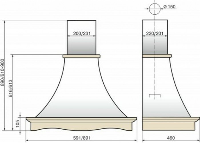 Вытяжка Эликор Рококо 60 белый муар
