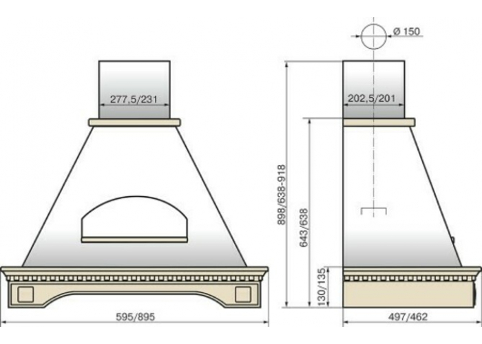 Вытяжка Эликор Бельведер 90 бежевый 60047