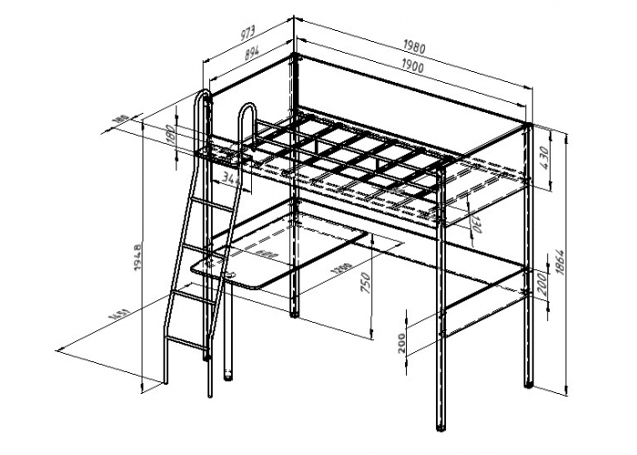 Кровать Формула Мебели ДЕЛЬТА-ЛОФТ 20.02.01