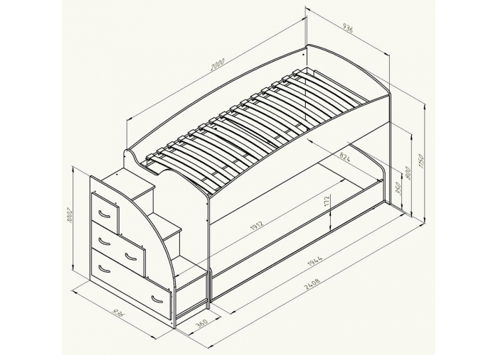 Кровать двухъярусная Формула Мебели Дюймовочка-4.2