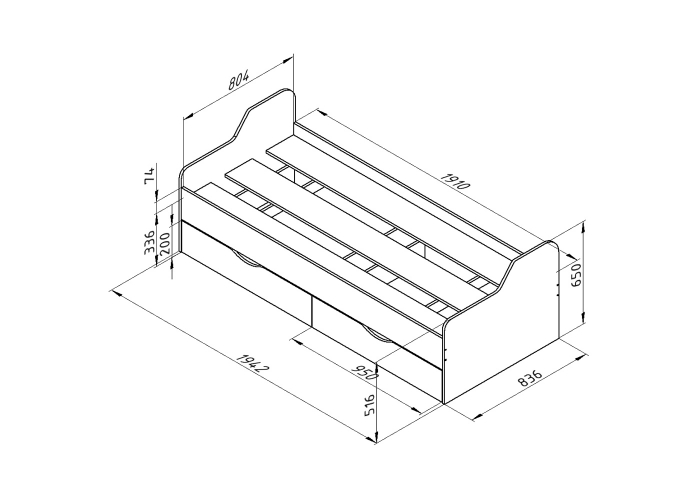 Кровать нижняя Формула Мебели ДЕЛЬТА-18.01