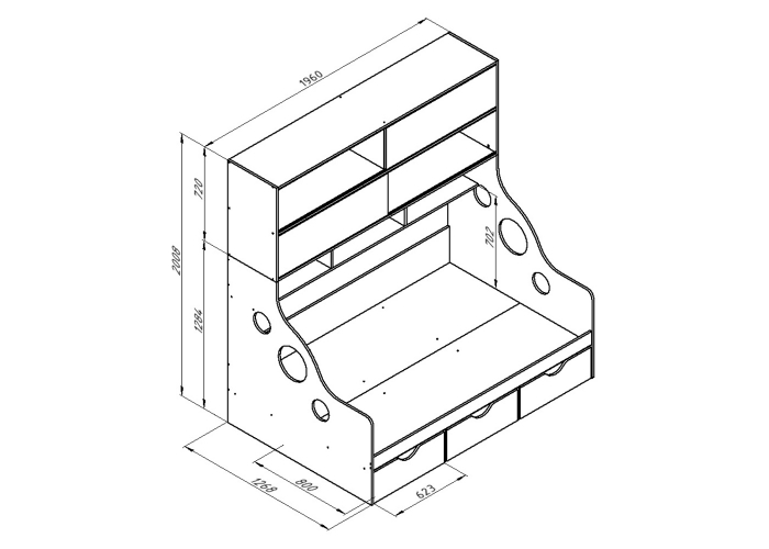 Кровать с антресолью Формула Мебели ДЕЛЬТА-21.02