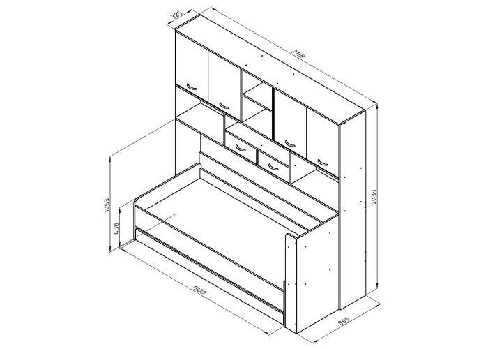 Кровать с антресолью Формула Мебели ДЕЛЬТА-21.03 Тренд