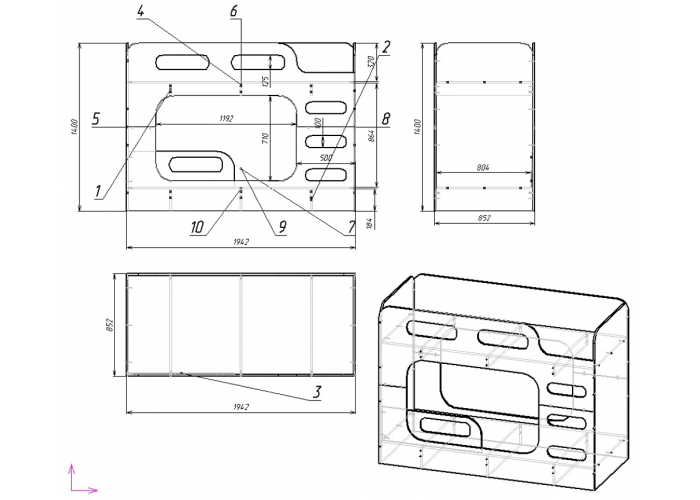 Кровать двухъярусная Формула Мебели ДЕЛЬТА-МАКС 20.03