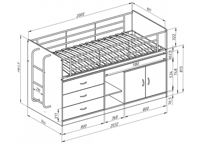 Кровать двухъярусная Формула Мебели Дюймовочка-6