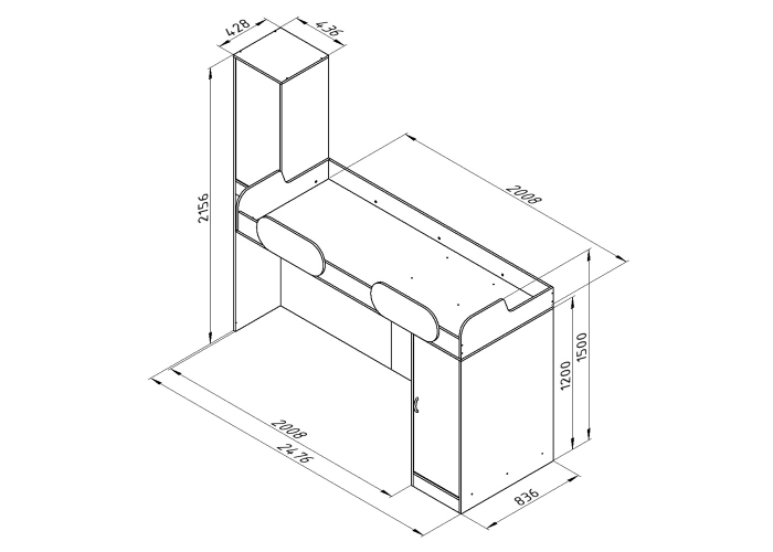 Кровать верхняя-2 Формула Мебели ДЕЛЬТА-18.03