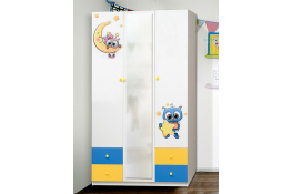 Шкаф 3-х дверный с ящиками и зеркалом Матрица Совята 3.2