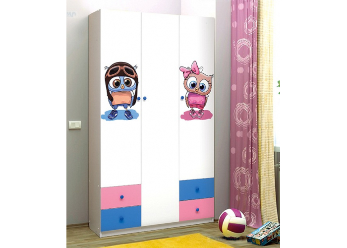 Шкаф 3-х дверный с ящиками Матрица Совята 3.1