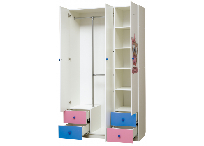 Шкаф 3-х дверный с ящиками и зеркалом Матрица Совята 3.2