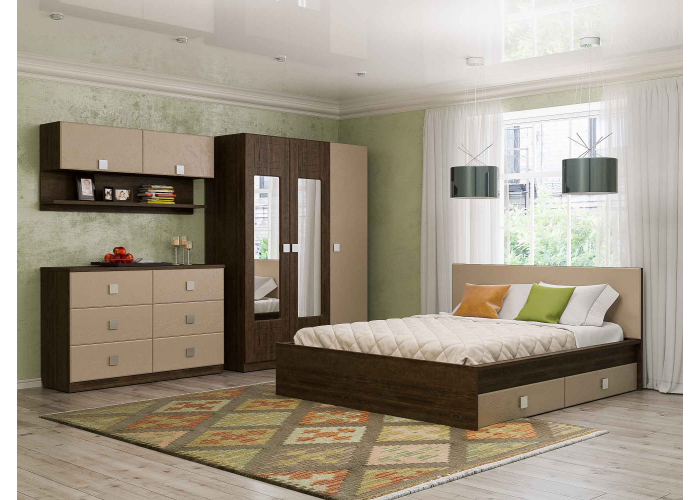 Шкаф 3-х створчатый с зеркалом слева и по центру Compass Анастасия Дуб Роше АН-3К