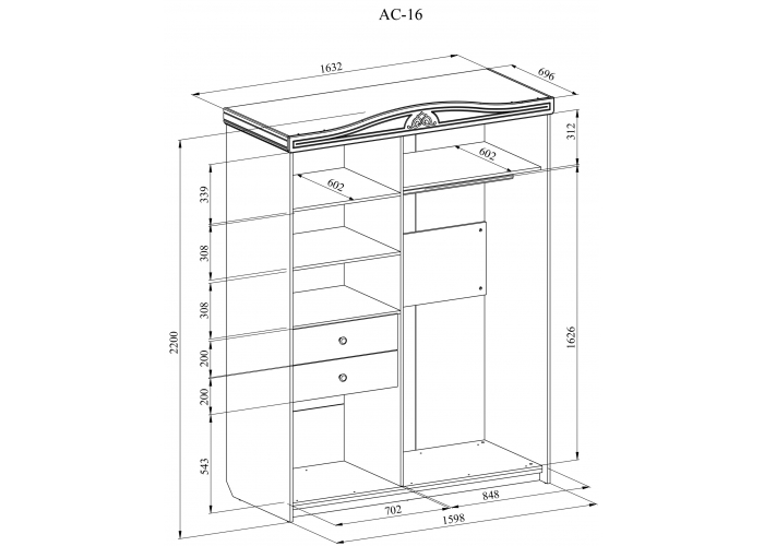 Шкаф-купе Compass Ассоль Плюс АС-16