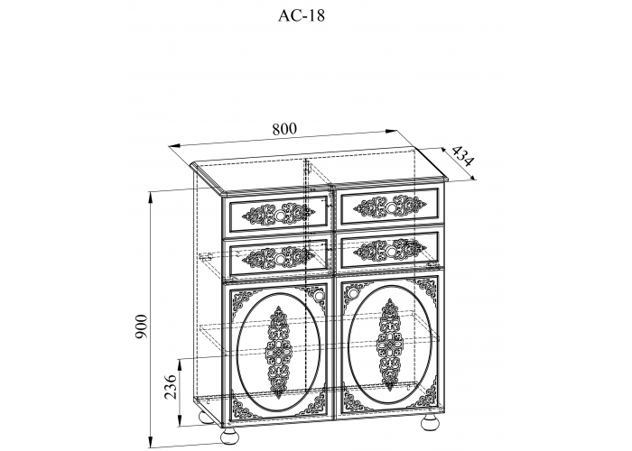 Тумба комбинированная Compass Ассоль Плюс АС-18