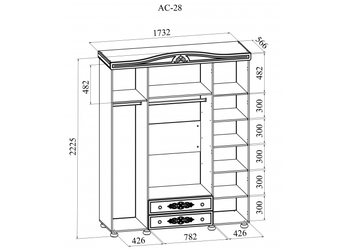 Шкаф комбинированный Compass Ассоль Плюс АС-28
