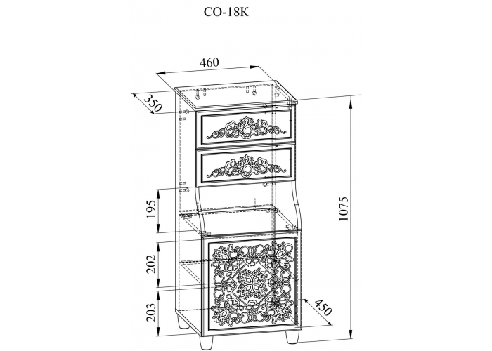 Шкаф комбинированный Compass Соня Премиум СО-18К