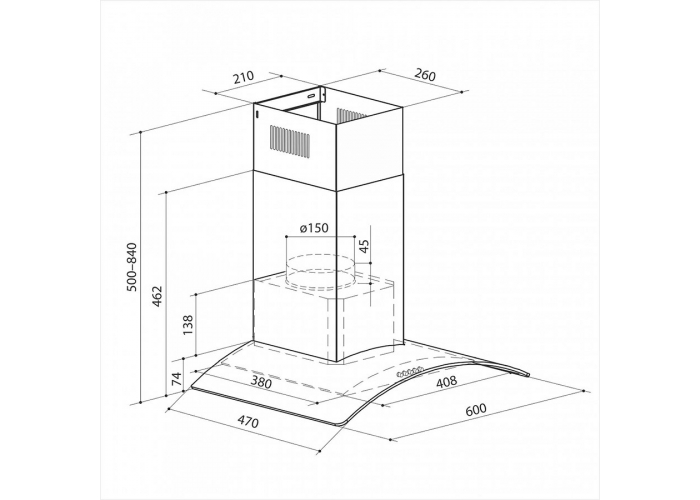 Встраиваемая вытяжка LEX PARIS N 600 INOX