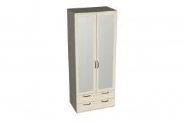 Шкаф двухдверный зеркальный с ящиками Евромебель Рандеву S90.2z